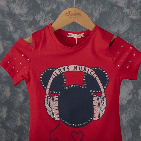 Παιδικό σετ t-shirt με κολάν κόκκινο-μπλε για κορίτσια (5-8 ετών)