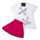 Παιδικό κοντομάνικο σετ λευκό-φούξια για κορίτσια (3-7 ετών)