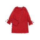 Παιδικό φόρεμα με σχέδιο φιόγκους κόκκινο για κορίτσια (10-14 ετών)
