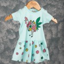 Βρεφικό μακό φόρεμα κοτούλα με λουλούδια γαλάζιο (6-18 μηνών)