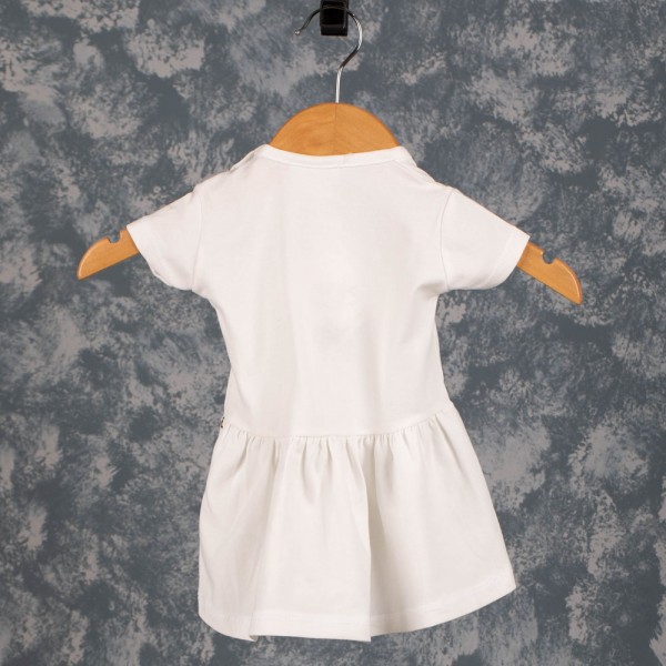 Βρεφικό μακό φόρεμα κοτούλα με λουλούδια λευκό (6-18 μηνών)