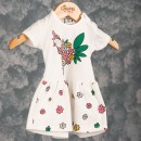 Βρεφικό μακό φόρεμα κοτούλα με λουλούδια λευκό (6-18 μηνών)