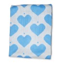 Βρεφική πλεκτή κουβέρτα αγκαλιάς διπλής όψης με καρδούλες γαλάζιο-λευκό (96x74)