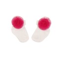 Βρεφικές κάλτσες λουλούδι από τούλι φούξια για κορίτσια (0-6 μηνών)