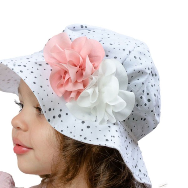 Καπέλο με λουλούδια πουά 'BIBIANNA' λευκό για κορίτσια