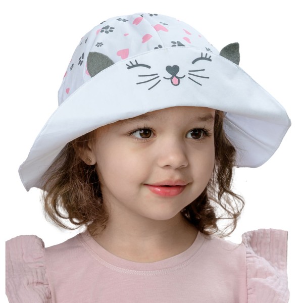 Καπέλο με σχέδιο γατούλα 'ESTERA' λευκό για κορίτσια