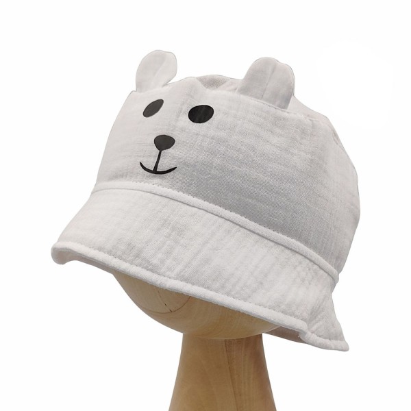 Καπέλο με σχέδιο αρκουδάκι λευκό 'NORBI' για αγόρια