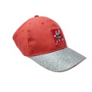 Παιδικό καπέλο τζόκει με glitter hello summer κοραλί-ασημί για κορίτσια