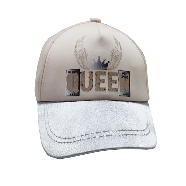 Παιδικό καπέλο τζόκει queen μπεζ-ασημί για κορίτσια