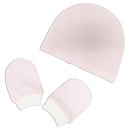 Βρεφικό σετ σκούφος γάντια ροζ για κορίτσια (0-6 μηνών)