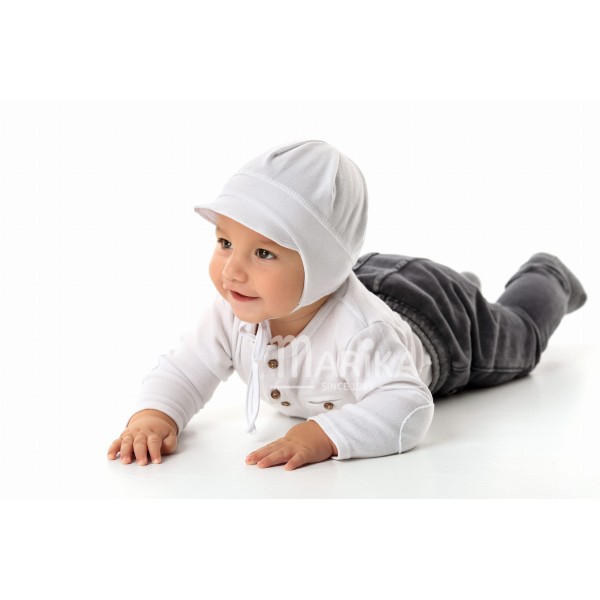 Βρεφικό σκουφάκι λευκό για αγόρια (6-9 μηνών)
