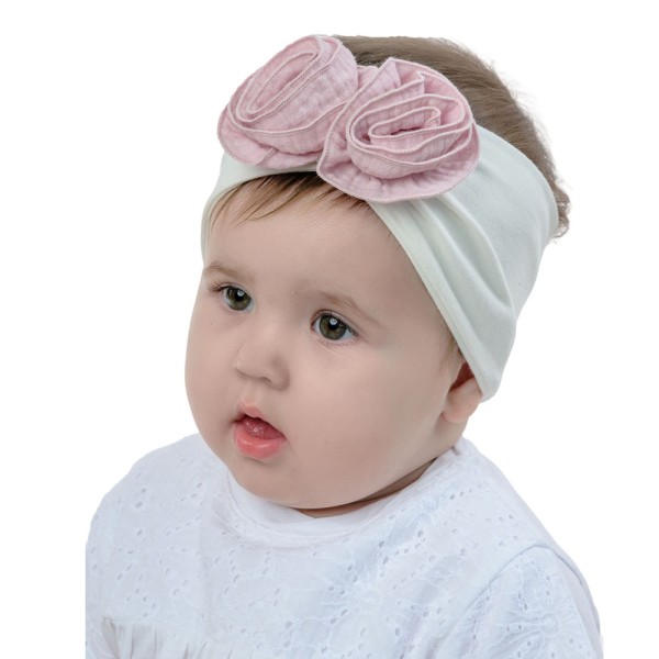 Κορδέλα για τα μαλλιά με ροζ λουλούδια 'BEZA' λευκό για κορίτσια (46-48)