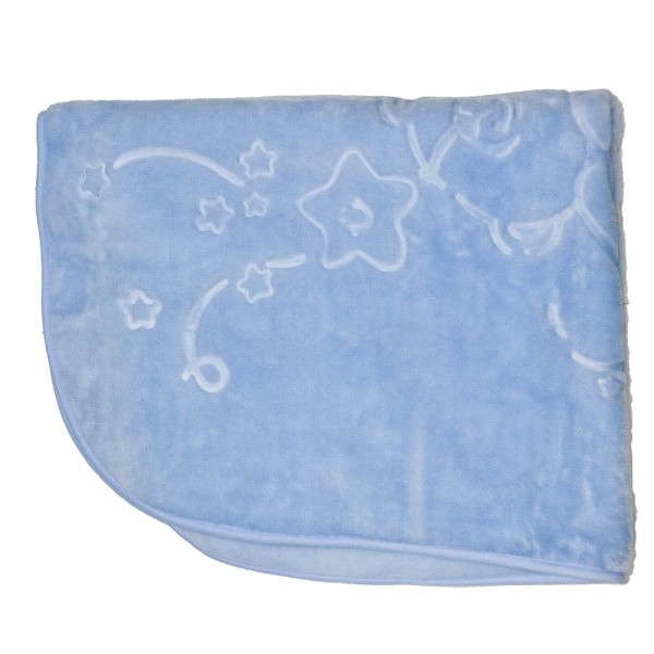 Κουβέρτα χοντρή μπλε unisex με αστεράκια και ζωάκια(115χ95εκ)