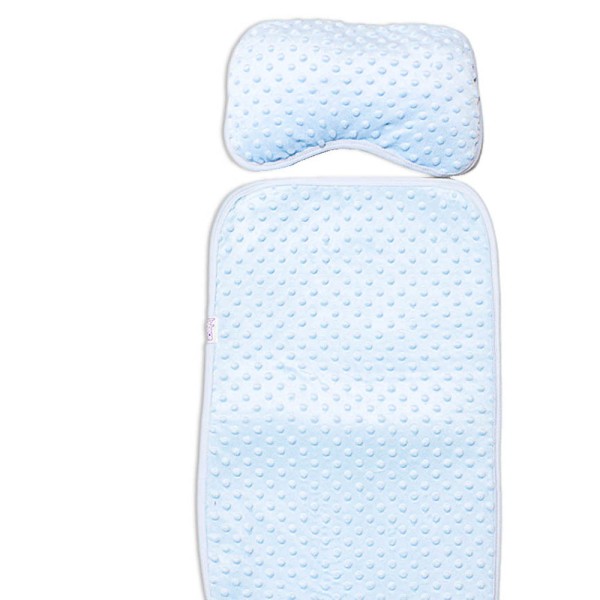 Βρεφικό μαξιλάρι στρωματάκι καροτσιού minky γαλάζιο για αγόρια (60x35 εκ.)