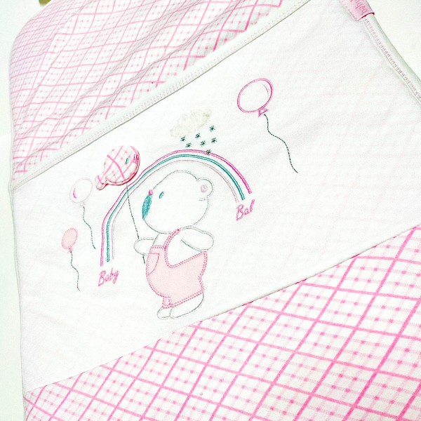 Βρεφικό μαξιλάρι στρωματάκι καροτσιού ροζ-λευκό unisex