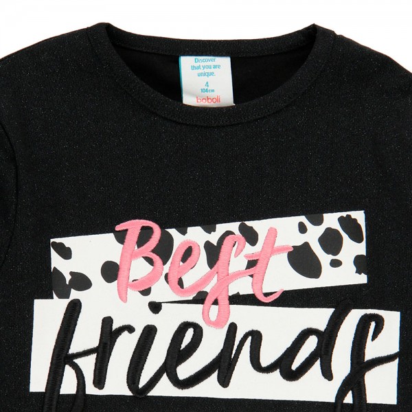 Παιδική μπλούζα μακρυμάνικη μαύρη για κορίτσια Boboli 443045-890 (8-14 ετών)