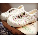 Βρεφικό παπούτσι λευκό-πολύχρωμο με λουλούδια για κορίτσια Natural World Eco Leria