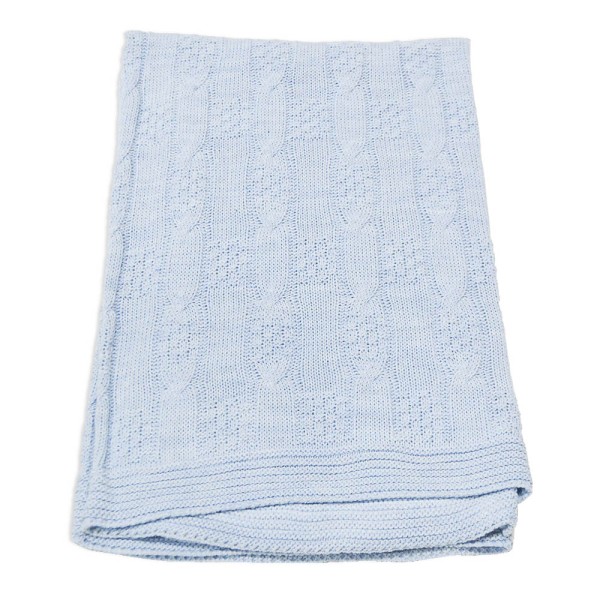 Βρεφική πλεκτή κουβέρτα αγκαλιάς γαλάζιο για αγόρια (85x90 εκ.)