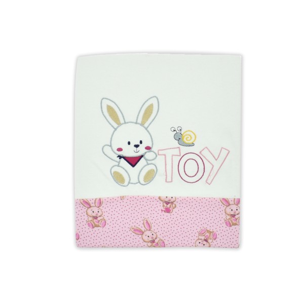 Βρεφική πάνα αγκαλιάς toy ροζ λευκό για κορίτσια (70x80)