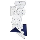 Σετ προίκας μωρού ολοκληρωμένο πακέτο καραβάκια λευκό-ναυτικό μπλε για αγόρια (9τμχ)
