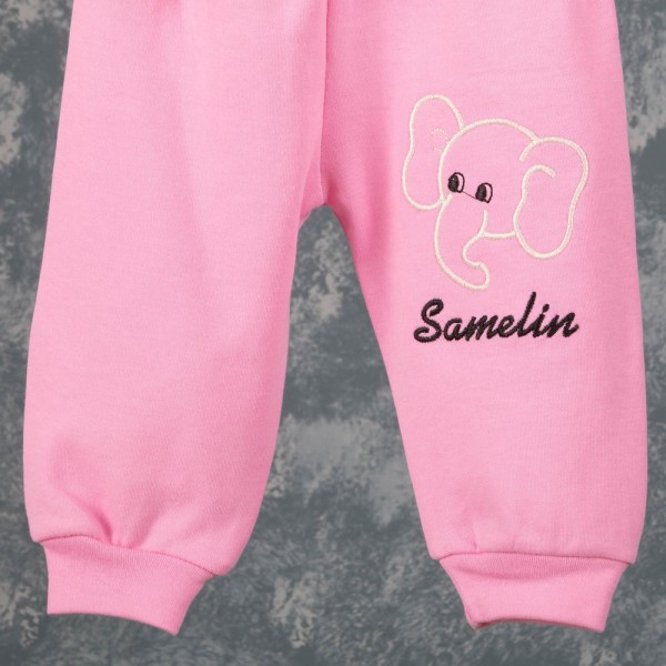 Βρεφικό σετ πιτζάμες ελεφαντάκι ροζ-λευκό για κορίτσια (1-3 ετών)