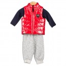 Παιδικό σετ μπλούζα, γιλέκο και παντελόνι φόρμας κόκκινο-μπλε-γκρι (2-5 ετών)