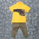 Βρεφικό σετ t-shirt και παντελόνι κίτρινο-χακί (6-24 μηνών)