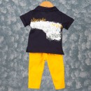 Βρεφικό σετ t-shirt και παντελόνι ναυτικό μπλε-κίτρινο (6-24 μηνών)