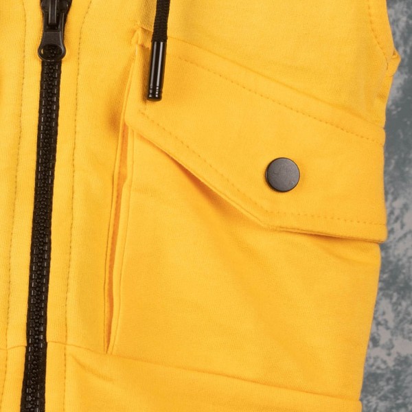 Βρεφικό σετ t-shirt με γιλέκο και παντελόνι φόρμας κίτρινο (6-24 μηνών)