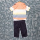 Βρεφικό σετ t-shirt με πουκάμισο και παντελόνι πορτοκαλί-ναυτικό μπλε (6-24 μηνών)