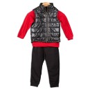 Παιδικό σετ μπλούζα, γιλέκο και παντελόνι φόρμας μαύρο-κόκκινο-γκρι σκούρο (2-5 ετών)