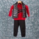 Παιδικό σετ μπλούζα, γιλέκο και παντελόνι φόρμας μαύρο-κόκκινο-γκρι σκούρο (2-5 ετών)