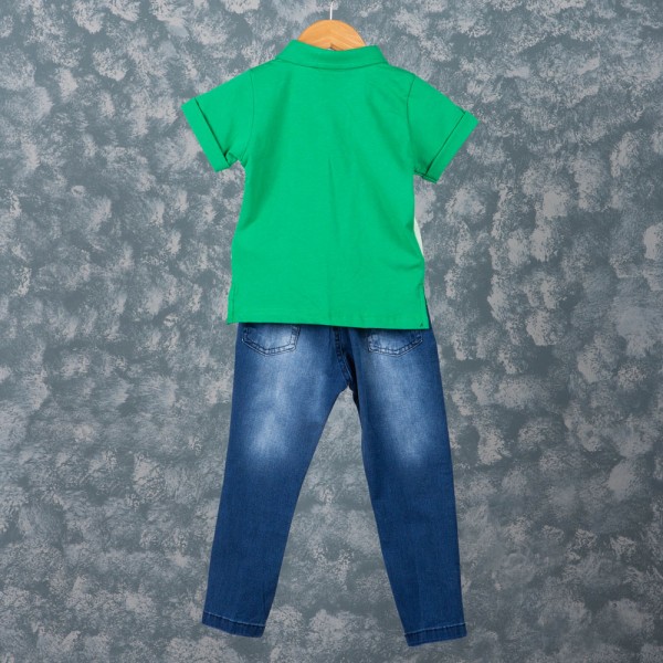 Παιδικό σετ t-shirt με τζιν παντελόνι πράσινο-μπλε (2-6 ετών)