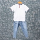 Παιδικό σετ t-shirt με τζιν παντελόνι λευκό-μπλε (2-6 ετών)