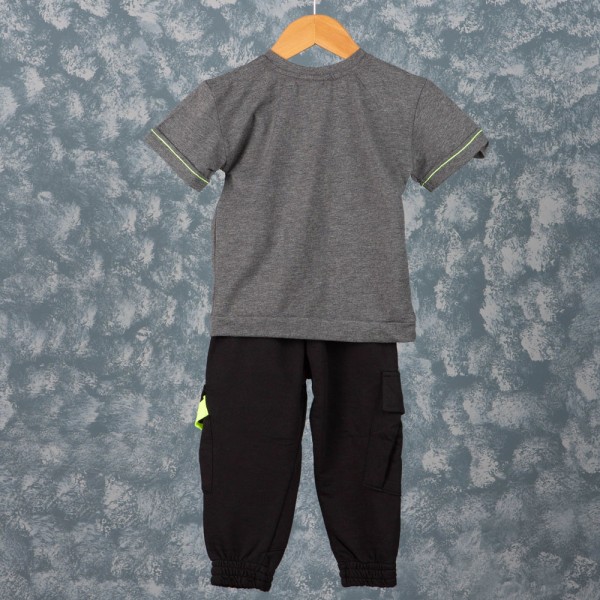 Παιδικό σετ t-shirt με παντελόνι γκρι-μαύρο (2-6 ετών)