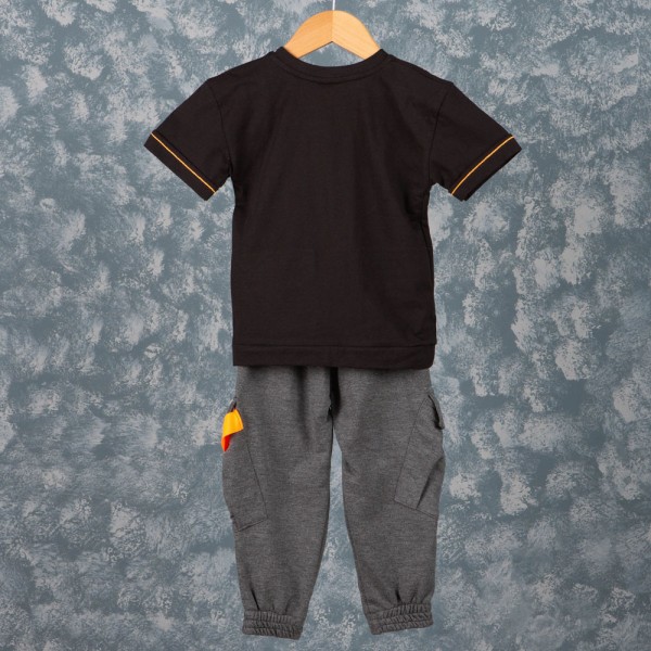 Παιδικό σετ t-shirt με παντελόνι φόρμας μαύρο-σκούρο γκρι (2-6 ετών)