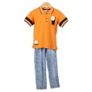 Παιδικό σετ t-shirt και τζιν παντελόνι πορτοκαλί-μπλε (6-10 ετών)