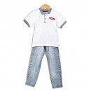 Παιδικό σετ t-shirt με τζιν παντελόνι λευκό-μπλε (6-10 ετών)