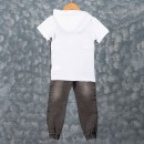 Παιδικό σετ t-shirt με κουκούλα και τζιν παντελόνι μαύρο-σκούρο γκρι (6-10 ετών)